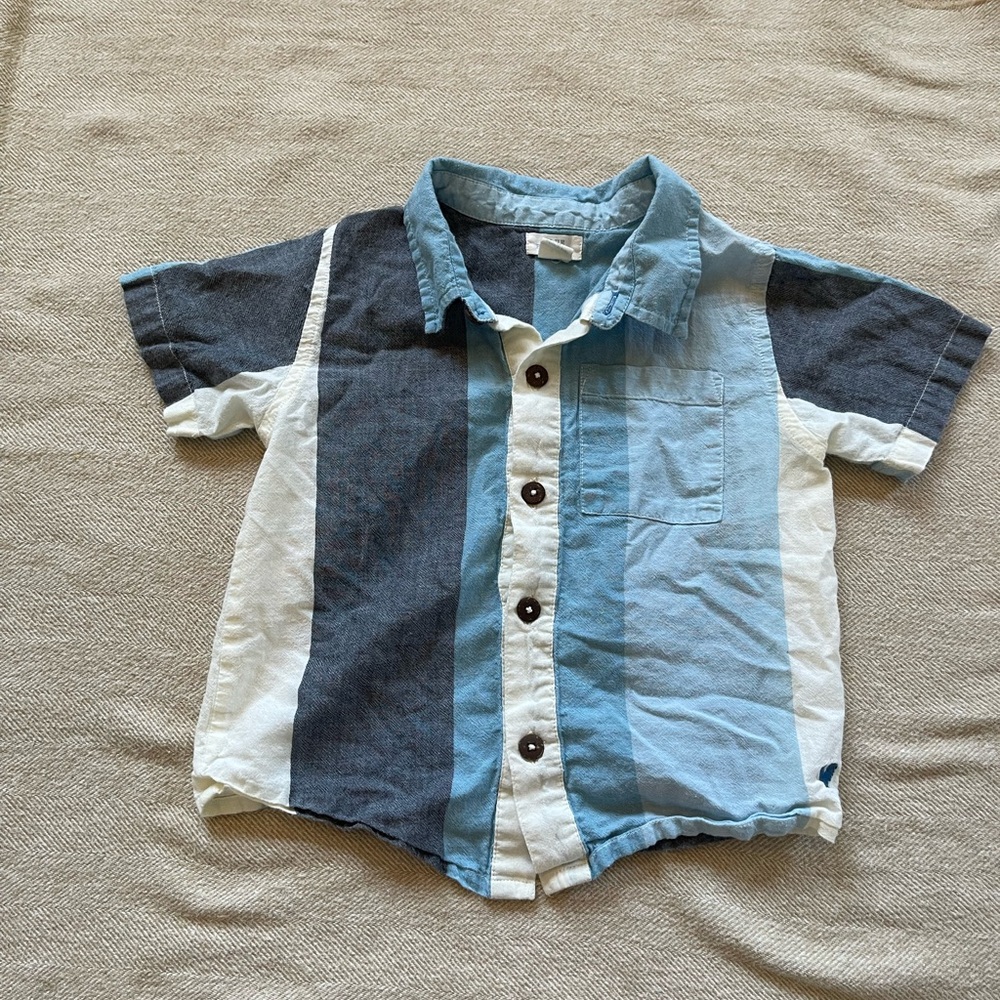 Blue Rooster by Pink Chicken Striped Blue,White, Grey Kids Shirt Sz 3